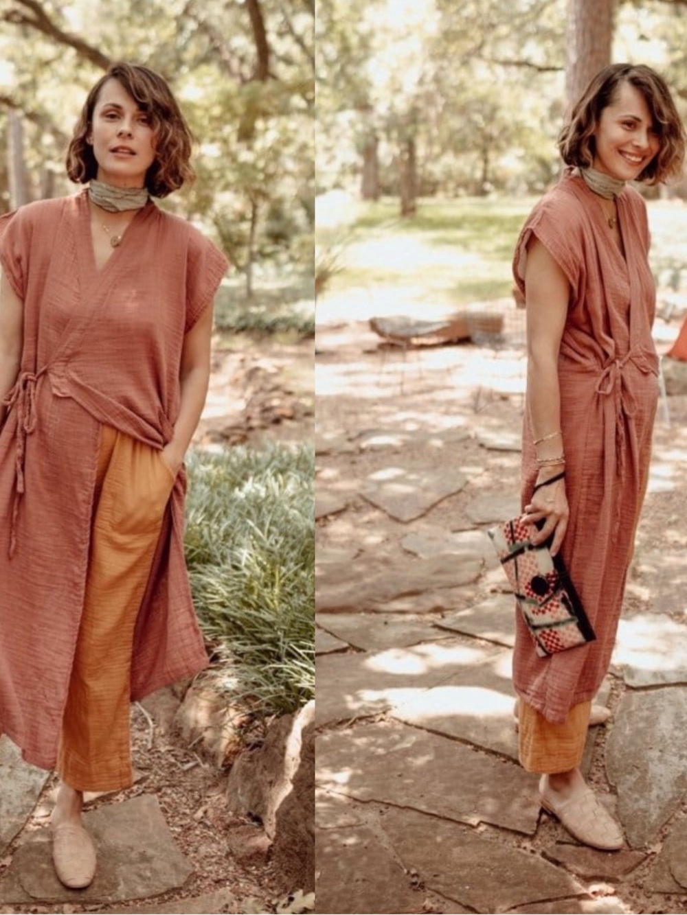 Oddbird Aydin House Wrap Dress Canyon Rose Turksish Cotton Gauze Lagenlook XL